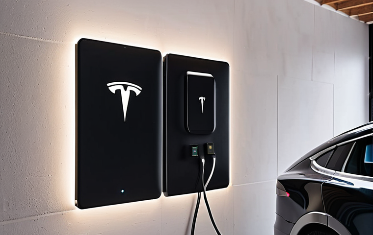 **A Tesla Model X plugged into a Tesla Wall Connector in a modern Swedish home garage. Show the Wall Connector illuminated with a charging indicator. The scene should be clean and bright, showcasing the convenience of home charging.**